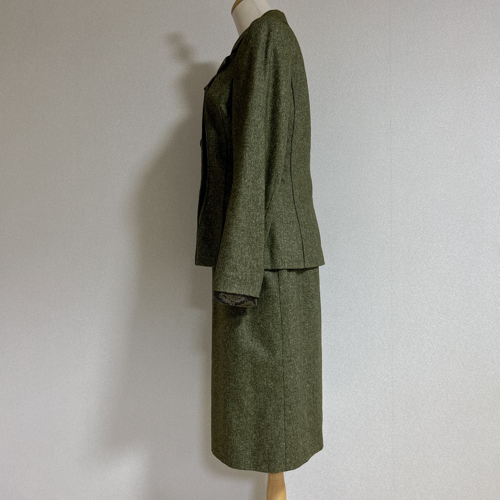 RENA LANGE レナランゲ セットアップ ジャケット スカート レディース グリーン系 サイズ約9号 品 管理番号KKVTRRA99