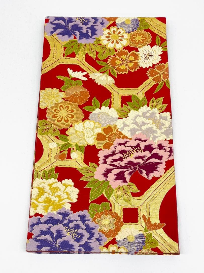 袋帯 正絹 振袖 豪華 蜀江文 牡丹 ロングサイズ D068