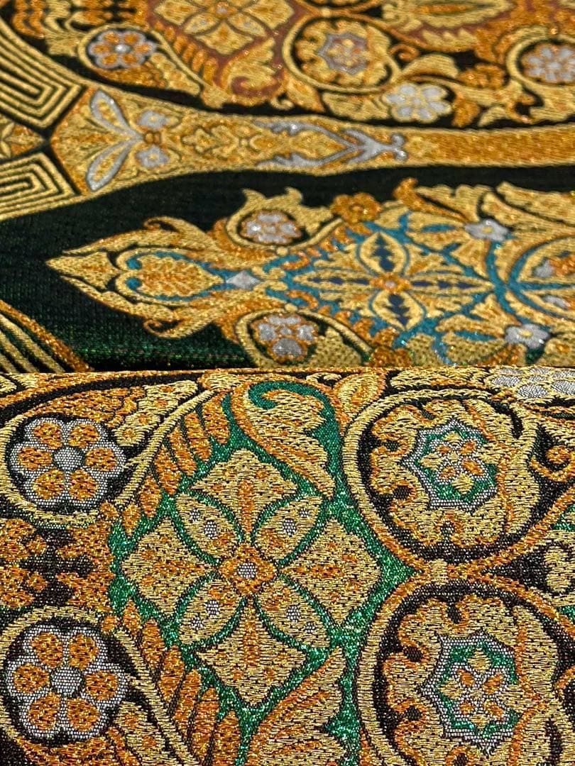 細密織 袋帯 玉虫色 キラキラ 正絹 六通 D060