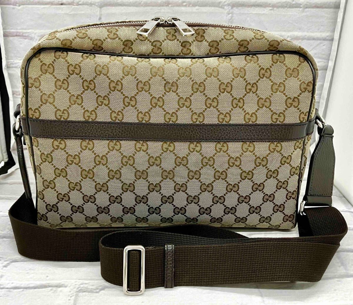 AI鑑定済 GUCCI グッチ ショルダーバッグ 449173 213317 ブラウン