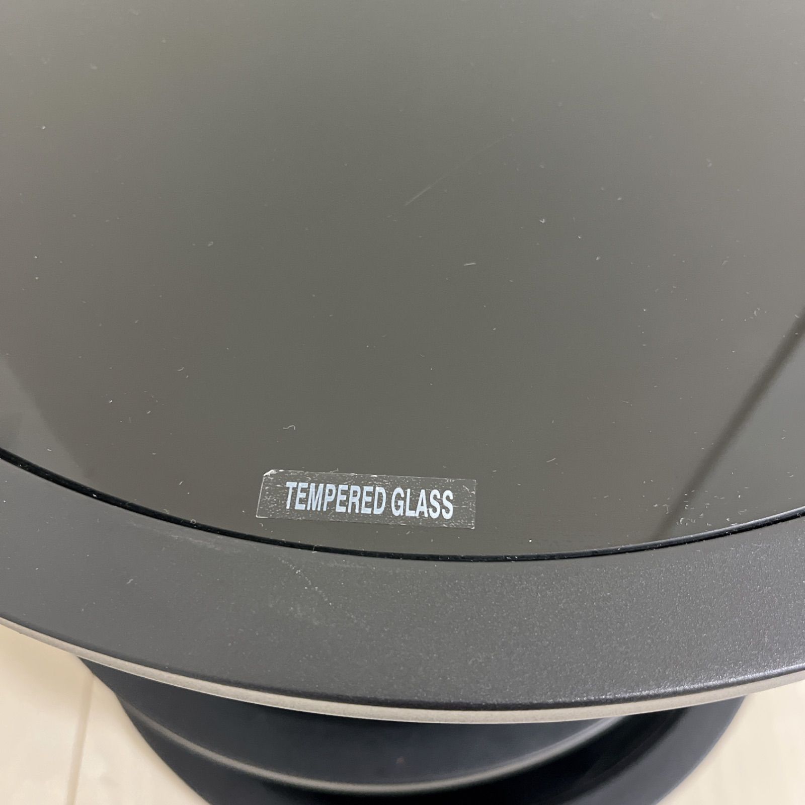 TEMPERED 4段 ラウンドテーブル ガラス天板 丸型 黒 ブラック