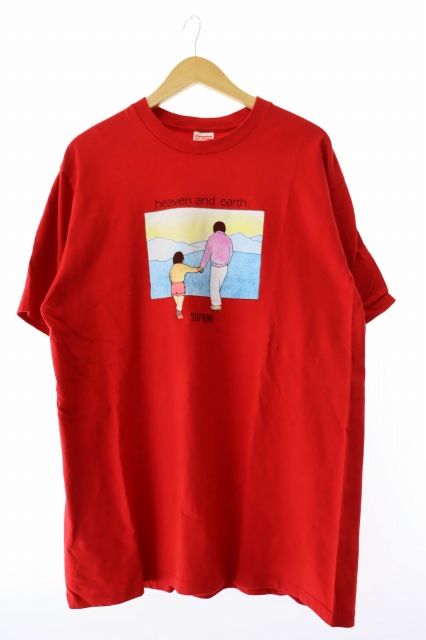 シュプリーム SUPREME 19AW Heaven and Earth Tee ヘブンアンドアース プリント 半袖Tシャツ L 赤 レッド ブランド古着ベクトル AA 251030