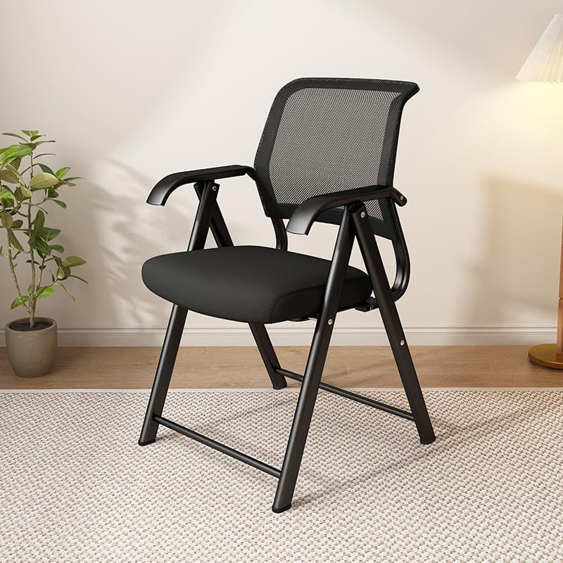 Yeziner 折りたたみ椅子 ミーティングチェア ミーティング 完成品 会議椅子 折りたたみチェア 軽量 パイプイス チェア 会社 ブラック