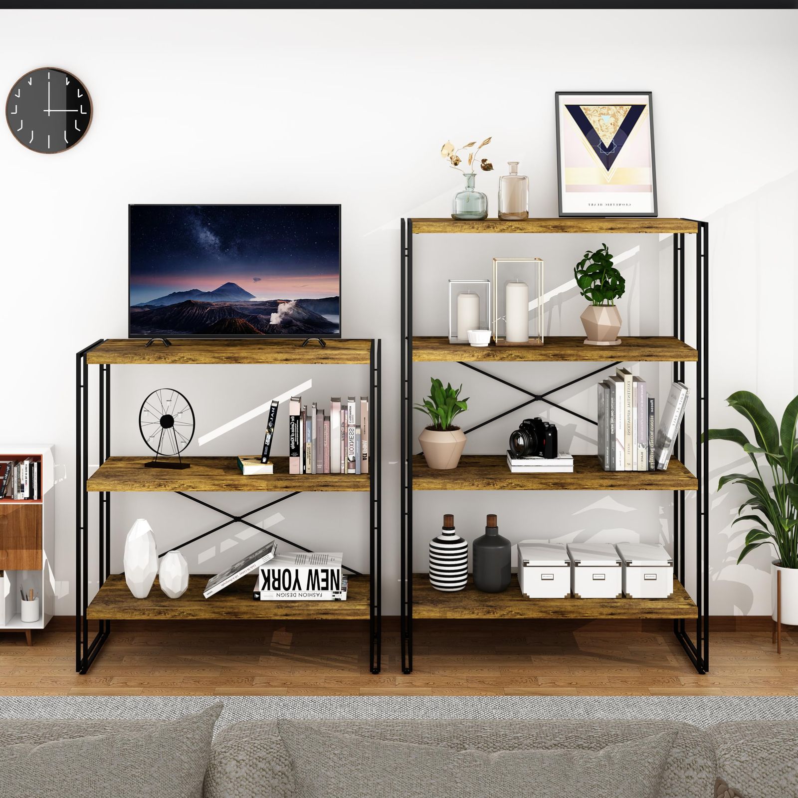 XINYF 棚 ラック オープンシェルフ ラック おしゃれ ラック おしゃれ棚 本棚 4段 幅80 奥行40 H4-80-40