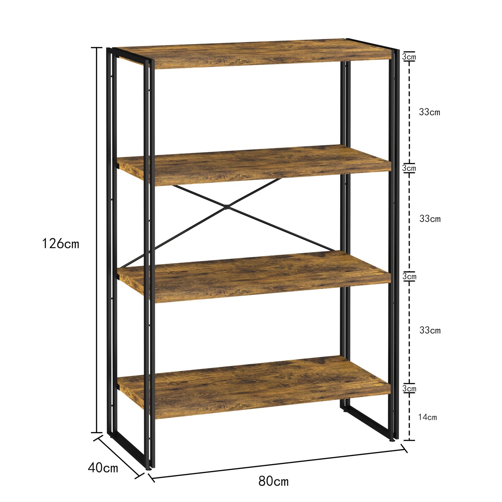 XINYF 棚 ラック オープンシェルフ ラック おしゃれ ラック おしゃれ棚 本棚 4段 幅80 奥行40 H4-80-40 NEXPOTALLINN_EU