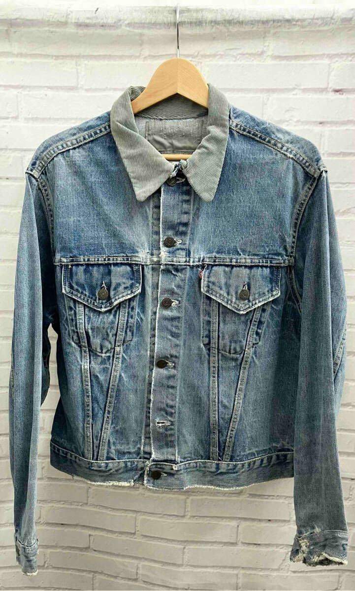 LEVI’S リーバイス 557XX 3rd 60s ビッグE BIGE 両面均等V ボタン裏O 襟リメイク 古着 デニムジャケット