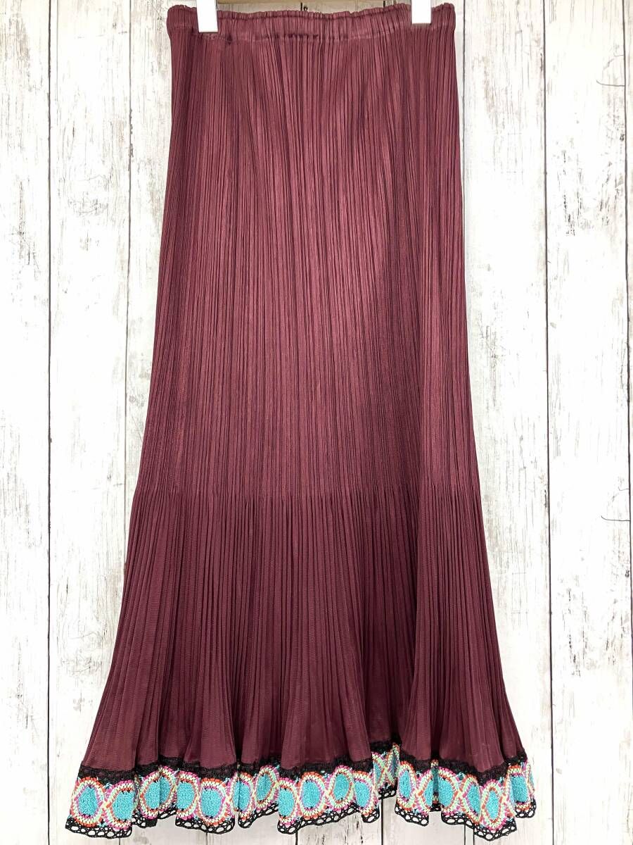 PLEATS PLEASE プリーツ裾刺繍ロングスカート PP73-JG575 プリーツプリーズ イッセイミヤケ