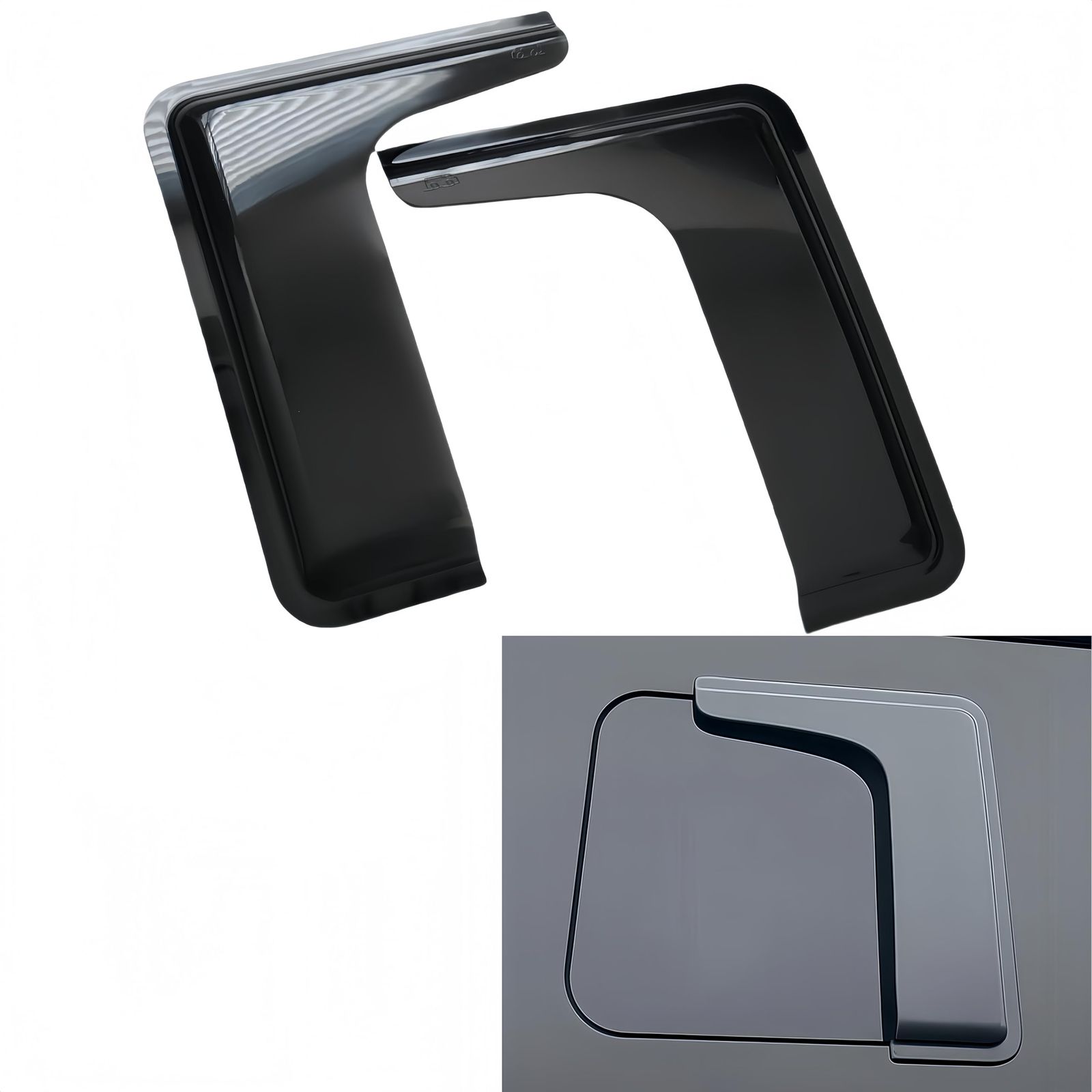 車用サイドバイザー ハイエース 200系 1型 2型 3型 4型 5型 6型 7型 8型 H16.8- スライドドア小窓用バイザー スモークブラック 雨よけ バイザー 車用サイド 車種 両面テープ付き 日よけ カーアクセサリ 日避け 日除け 換気 窓