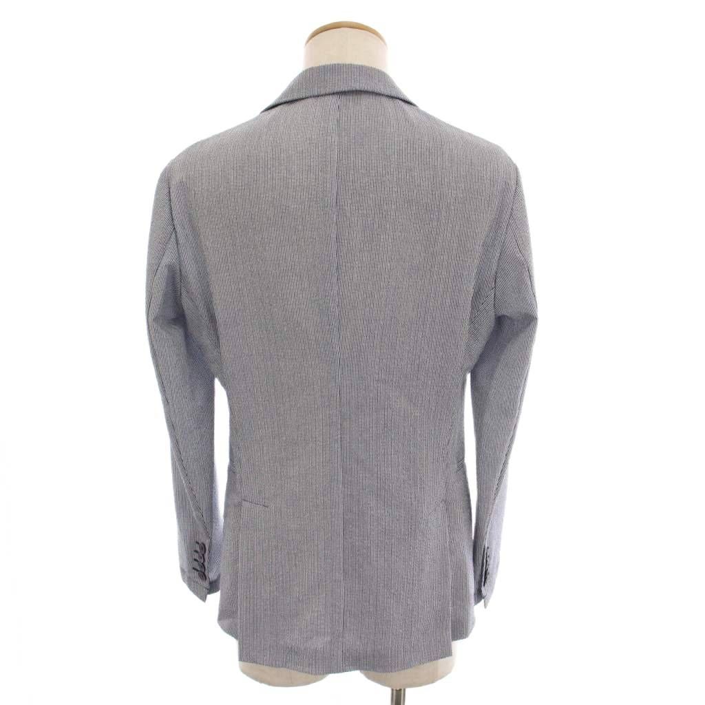 エンポリオアルマーニ EMPORIO ARMANI シングルスーツ セットアップ 上下 ストライプ テーラードジャケット パンツ 44 紺 白 21G28S 21S46 21P11S 21S4 YM