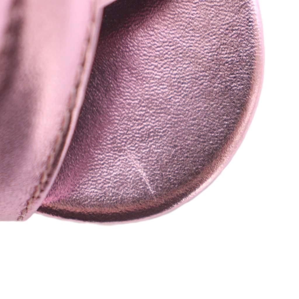  グッチ GUCCI シルビアクロスオーバーミュールサンダル ツイスト レザー チャンキーヒール 38 メタリックピンク 408306 YT サンダル サンダル ミュール