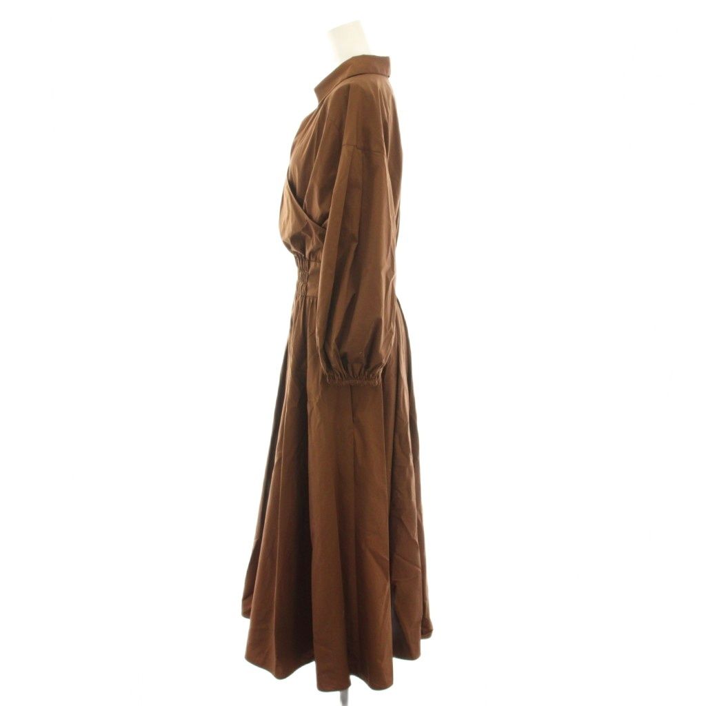 エポカ EPOCA スキッパーカシュクールワンピース ロング 長袖 アンダードレス付き 40 茶 ブラウン M5J03-404-50 YT