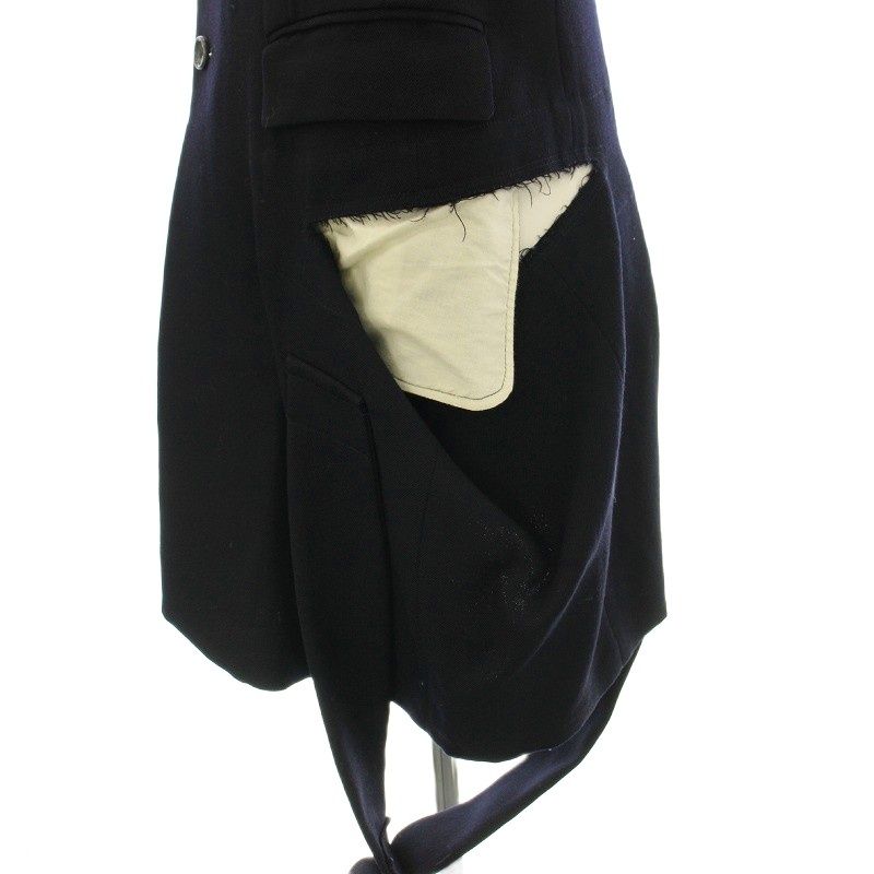 コムデギャルソン COMME des GARCONS AD2016 18世紀のパンク 変形 テーラードジャケット ベルト ダメージ加工 XS ネイビー 紺 G GULLKHAN_COM