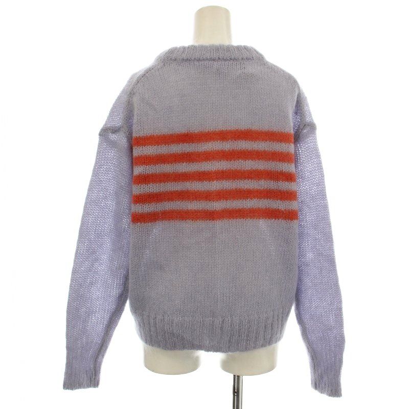 ガニー GANNI モヘヤ ウール ニット セーター ボーダー XXS 紫 パープル 2555 G