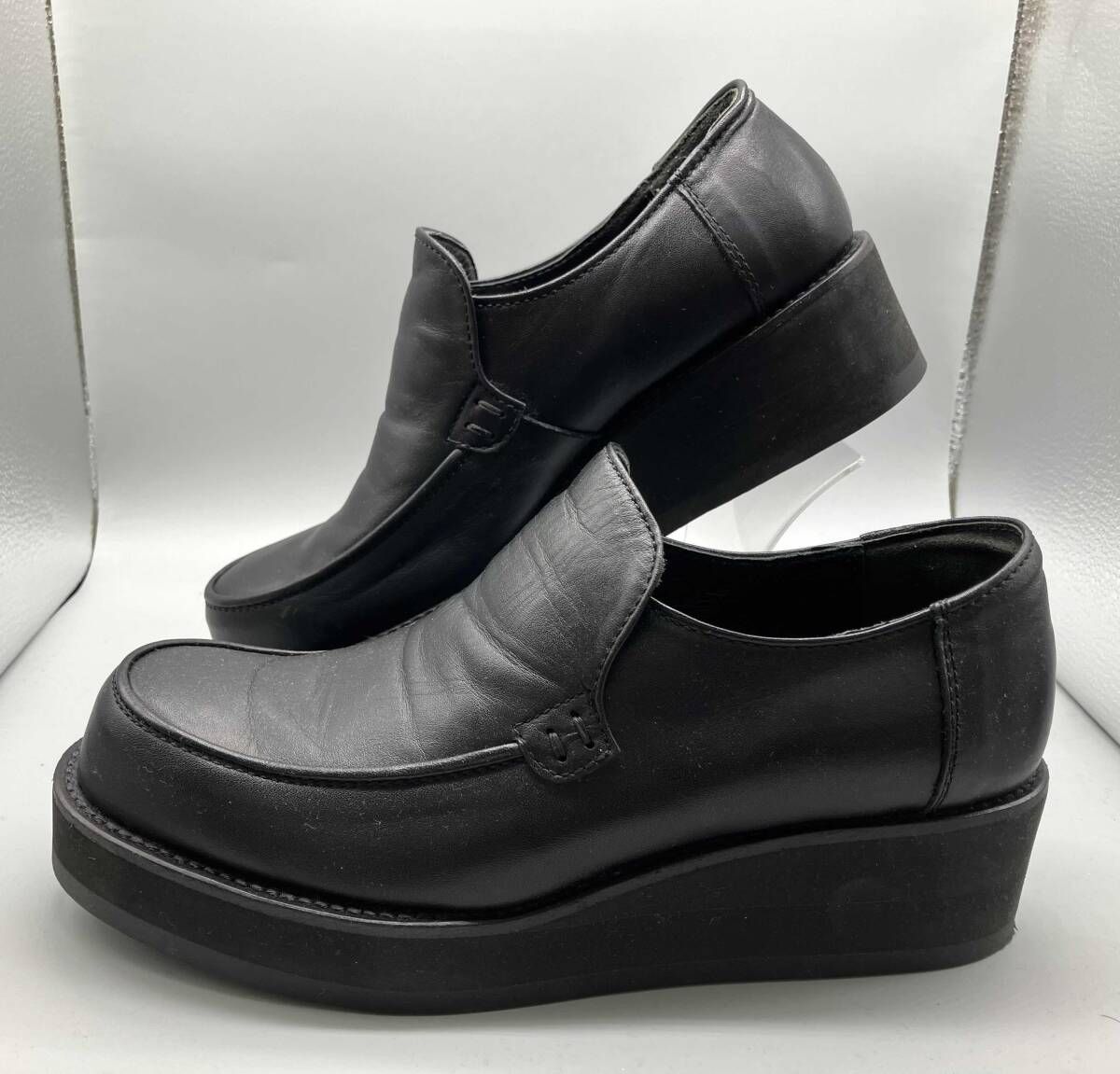本体のみ Y’s BY YOHJI YAMAMOTO ワイズ SOOMTH LEATHER PLATFORM SLIP-ONS YA-E20-710-172 スリッポン サイズ2 23.0cm程度 ブラック