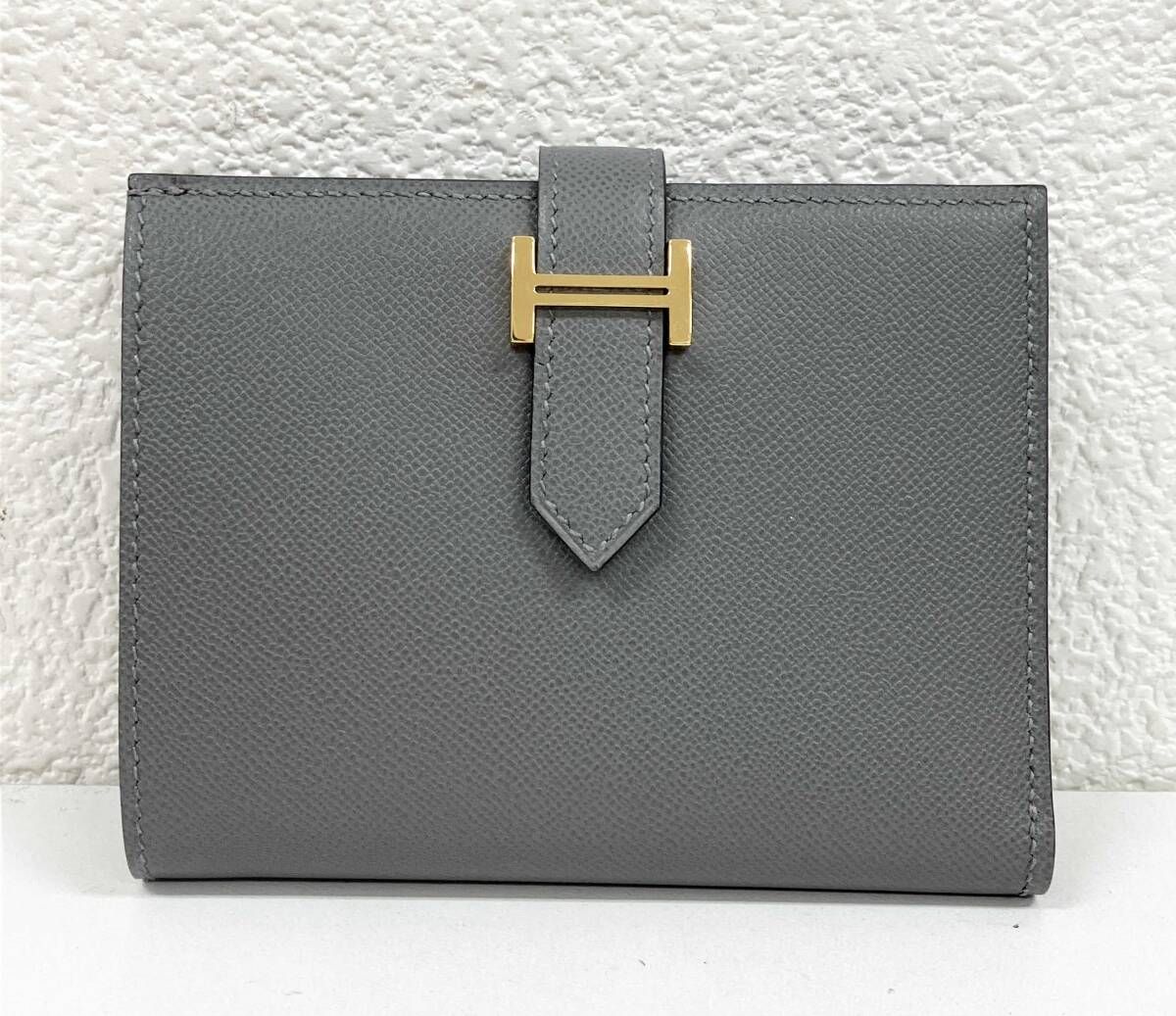 HERMES エルメス ヴォー・エプソン W刻印 ベアン・コンパクト グレー