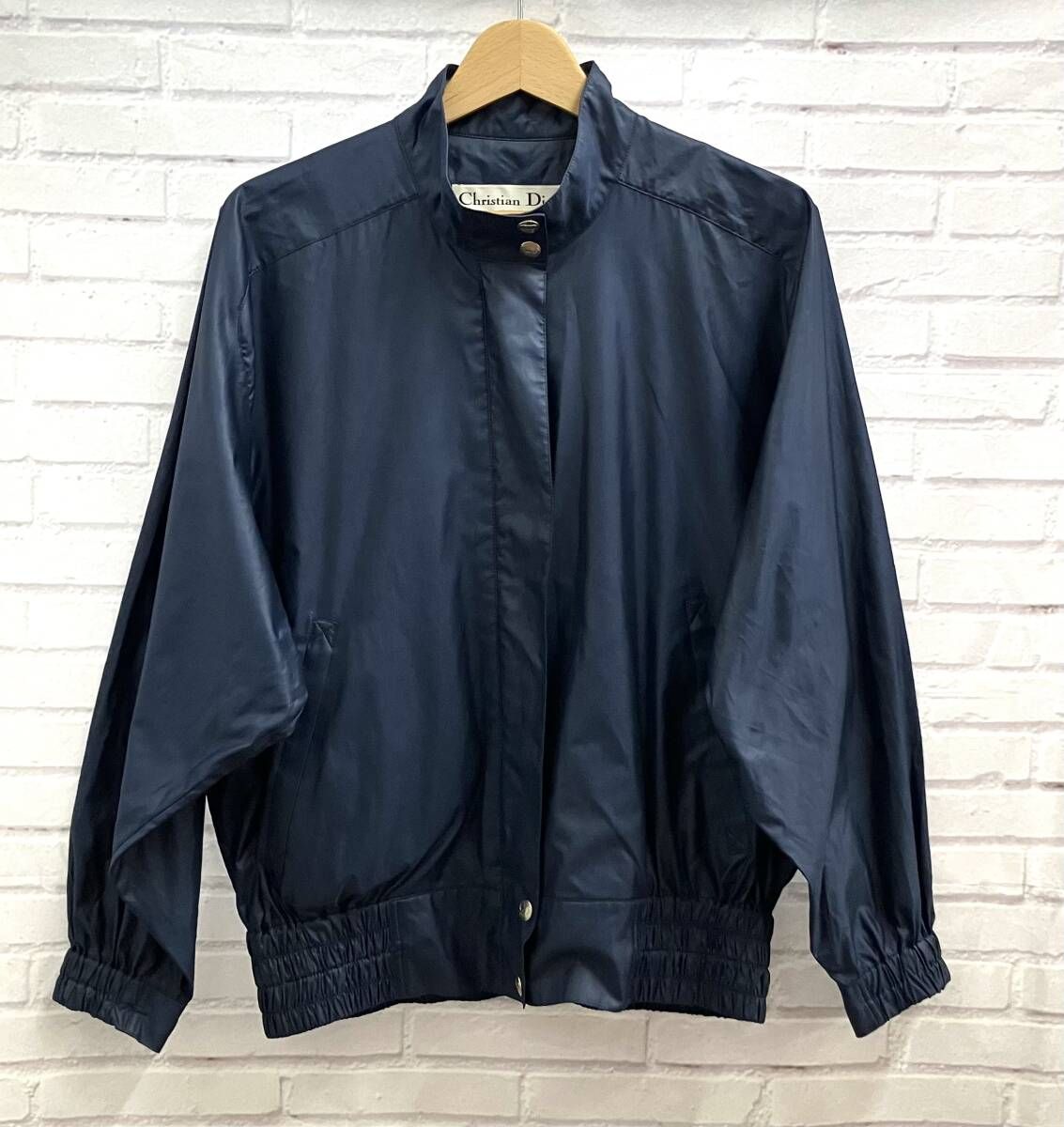 Christian Dior クリスチャンディオール ナイロンブルゾン バックロゴプリント ネイビー Mサイズ レディース
