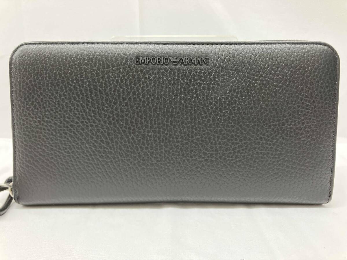 EMPORIO ARMANI エンポリオアルマーニ 長財布 財布 ラウンドジップ レザー ブラック 保存 き