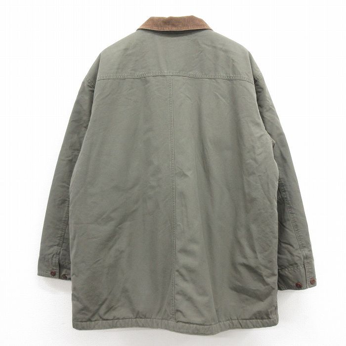 XL 古着 エルエルビーン LLBEAN 長袖 カバーオール メンズ 00s ダック地 シンサレート 大きいサイズ ロング丈 コットン 緑系 グリーン 内側 KANDAIZUMI_COM