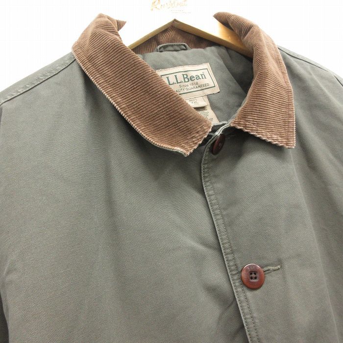 XL 古着 エルエルビーン LLBEAN 長袖 カバーオール メンズ 00s ダック地 シンサレート 大きいサイズ ロング丈 コットン 緑系 グリーン 内側