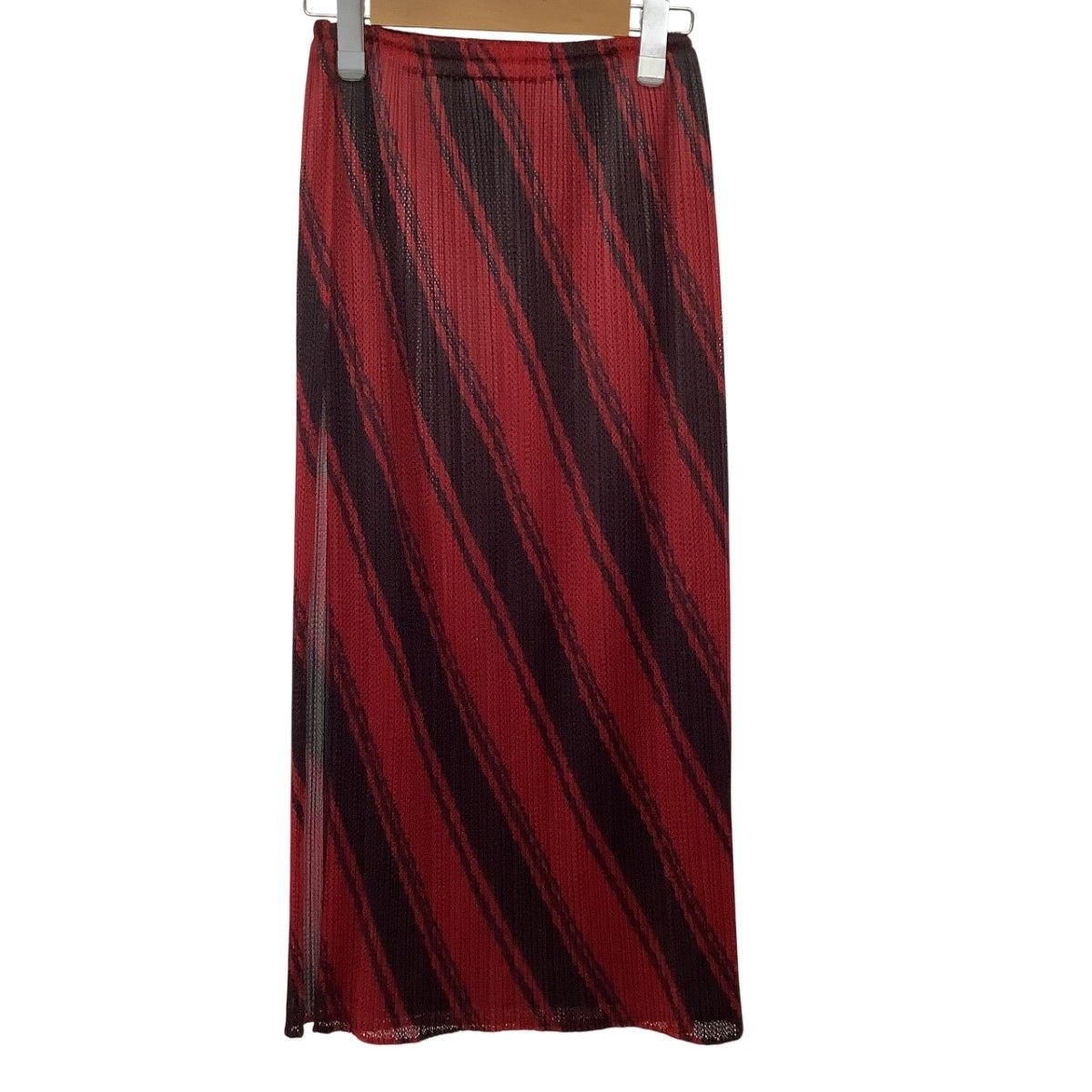 ISSEY MIYAKE イッセイミヤケ PLEATS PLEASE スカート SIZE 3 ストライプ PP64-JG324 レッド