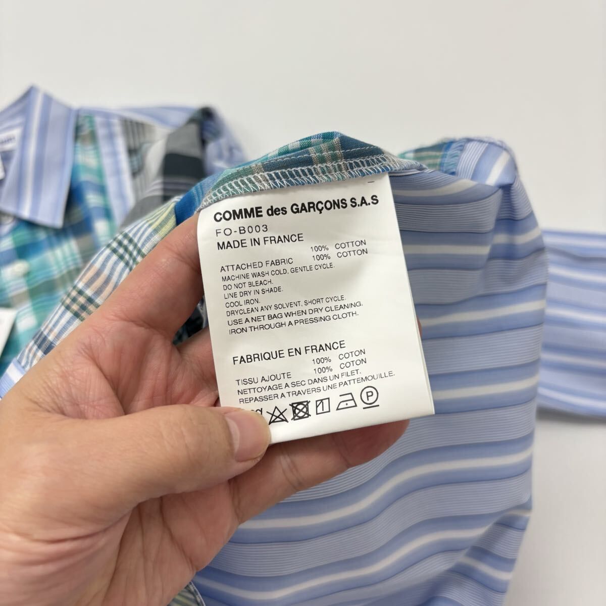 25ss 2025 COMME des GARCONS SHIRT yarn dyed cotton stripe poplin x cotton poplin check シャツ サイズ M 定価86 900円 711-0300 WWW_KARIMZIABAT_FR