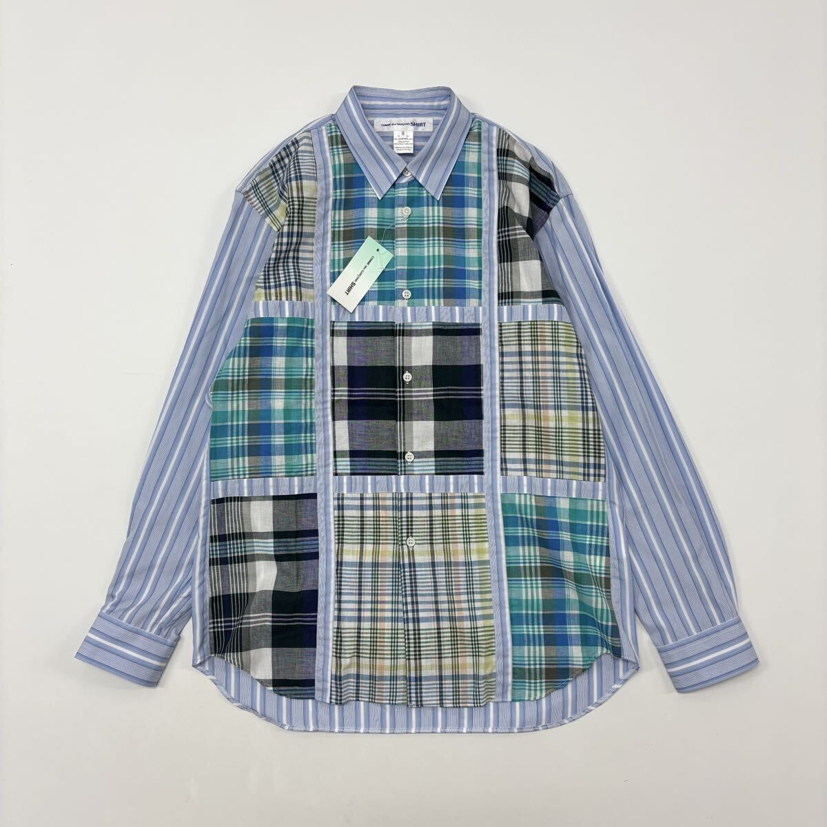 25ss 2025 COMME des GARCONS SHIRT yarn dyed cotton stripe poplin x cotton poplin check シャツ サイズ M 定価86 900円 711-0300
