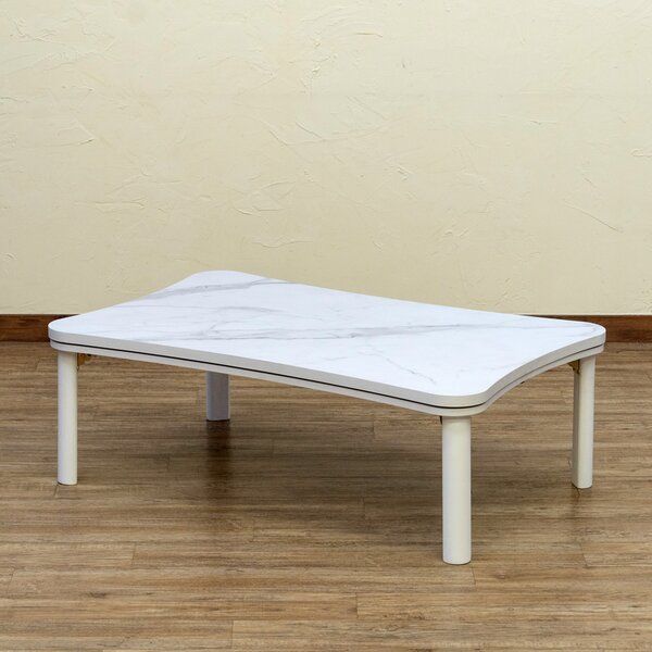 折れ脚ファッションコタツ 約110×70cm マーブルホワイト(MWH) 完成品
