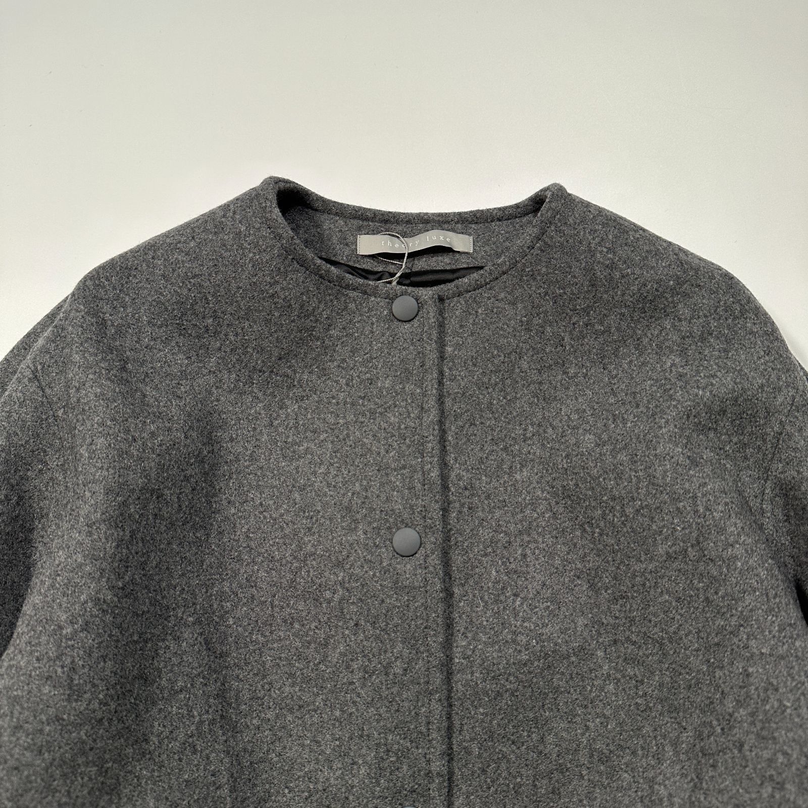 Theory luxe セオリーリュクス 2025AW ノー メルトンウール ジャケット グレー ３８サイズ BLENDA LAMB MELTON