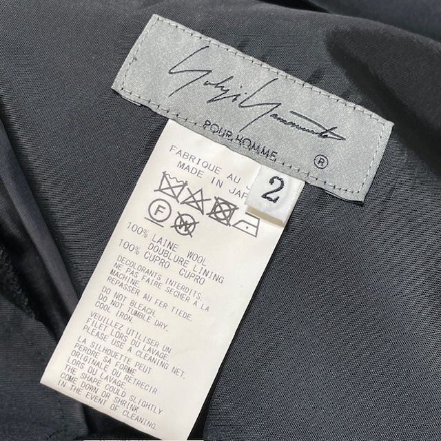  24 AW YOHJI POUR HOMME WOOL HEM BELT PANTS サイズ2 ブラック ヨウジヤマモト その他 パンツ