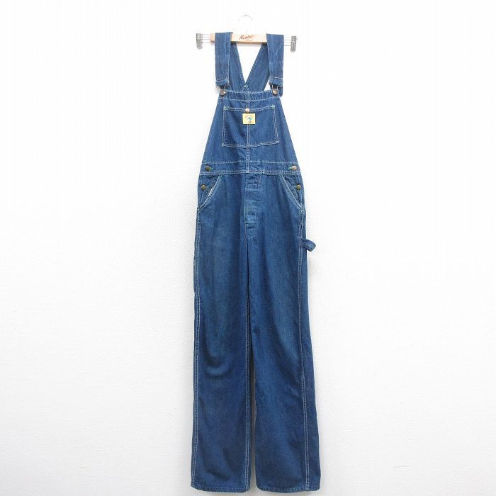 W30 古着 ダックヘッド オーバーオール メンズ 80s 紺 ネイビー デニム 25nov01 ボトムス