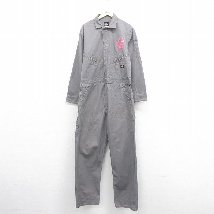 W 40 古着 ディッキーズ Dickies 長袖 ワーク ツナギ メンズ アンチソーシャルクラブ 大きいサイズ グレー 25 nov 01 オールインワン ボ