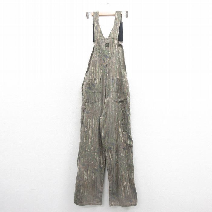 W 36 古着 リバティ オーバーオール メンズ 90 s ダブルニー リアルツリー 茶 ブラウン 迷彩 25 nov 01 ボトムス