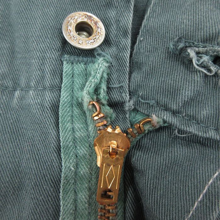 W44/古着 ダブルウェア 長袖 ワーク ツナギ メンズ 80s 大きいサイズ コの字留め コットン 緑 グリーン 25nov01  オールインワン ボト