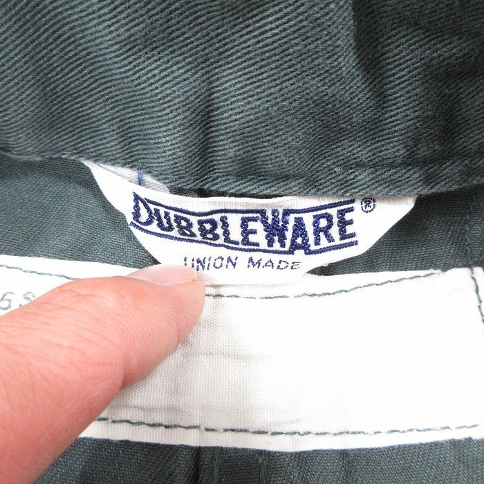 W44/古着 ダブルウェア 長袖 ワーク ツナギ メンズ 80s 大きいサイズ コの字留め コットン 緑 グリーン 25nov01  オールインワン ボト