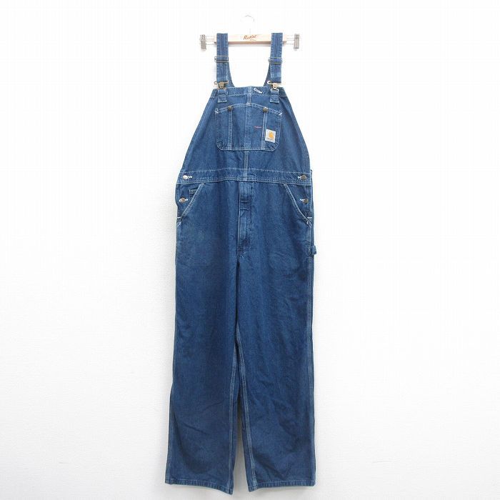 W39 古着 カーハート オーバーオール メンズ コットン 紺 ネイビー デニム 25nov01 ボトムス