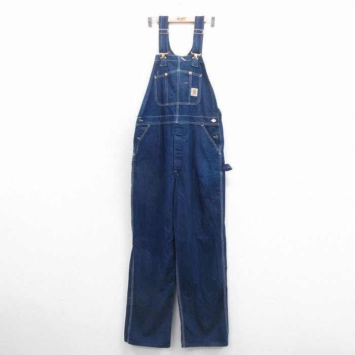 W40 古着 カーハート オーバーオール メンズ 90s 大きいサイズ コットン 紺 ネイビー デニム spe 25nov01 ボトムス