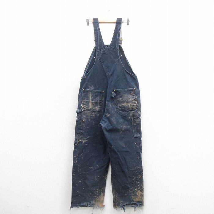 W 36 古着 カーハート オーバーオール メンズ ダブルニー ダック地 紺 ネイビー 25 nov 01 ボトムス
