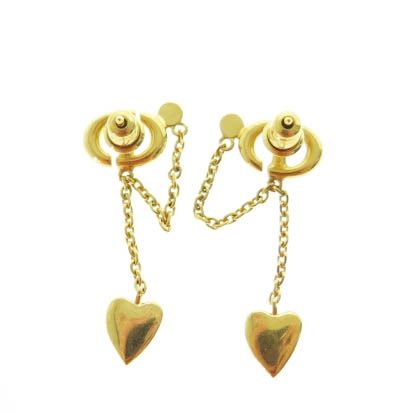  ディオール Dior 24 AW CD Navy ハート チェーン ピアス ゴールド ブランド古着ベクトル 251013 その他 おもちゃ