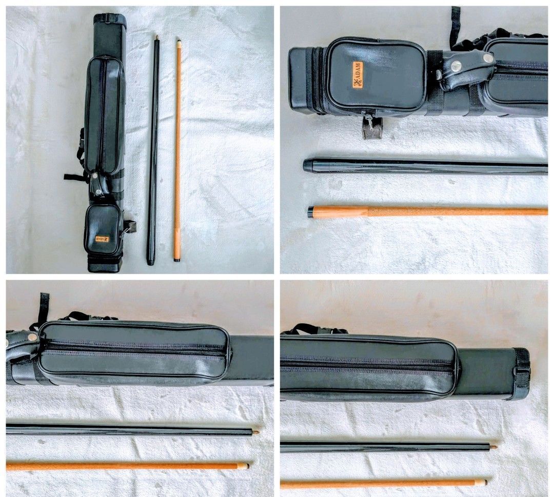 ADAM アダム ビリヤード キューケース 2B4S収納 レザー素材 肩掛けショルダー付-ビリヤードキュー マルコポーロ ブラック