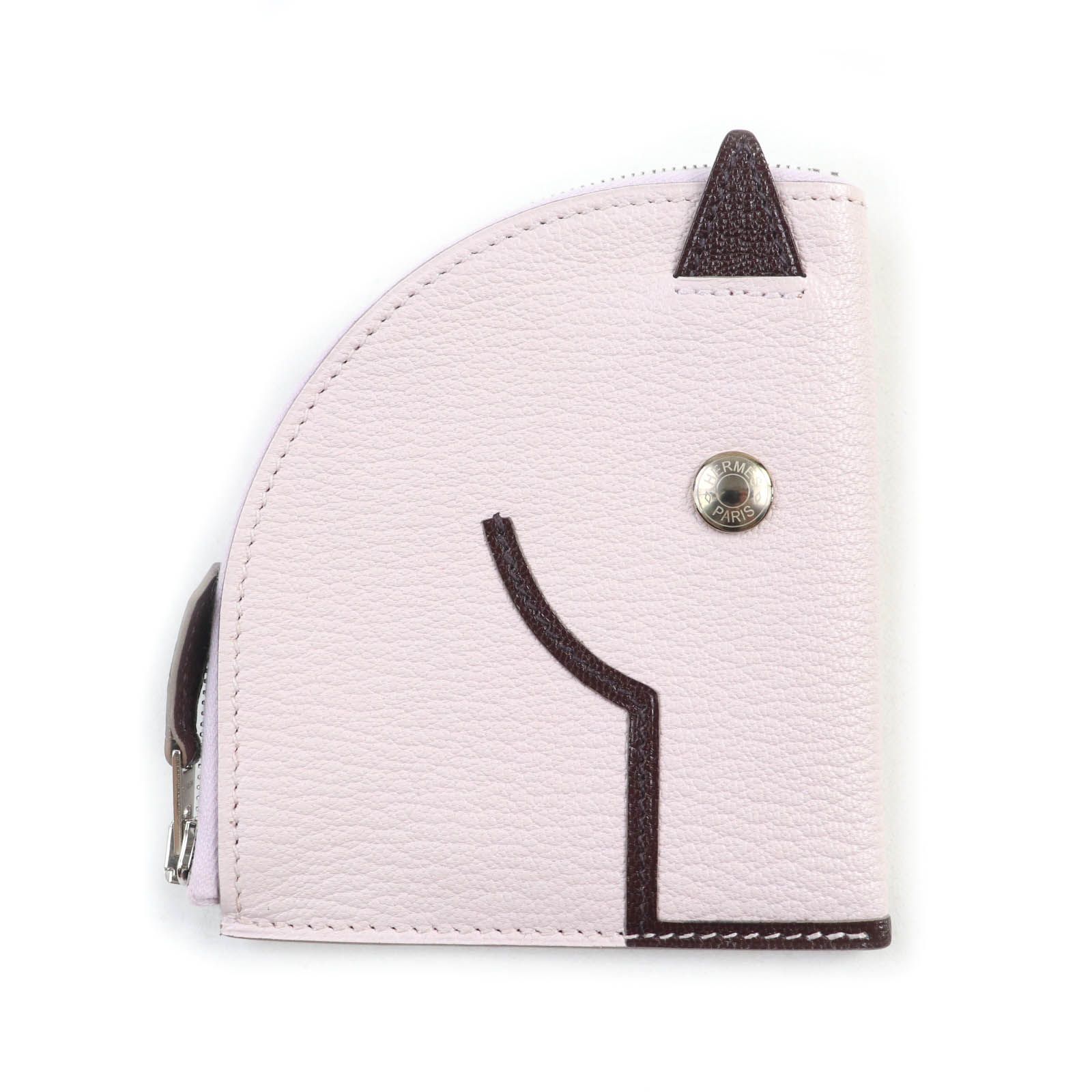 HERMES エルメス パドック モーヴペール ルージュセリエ シェーブルミゾル セリエボタン付 コインケース U刻印 き フランス製 レディース