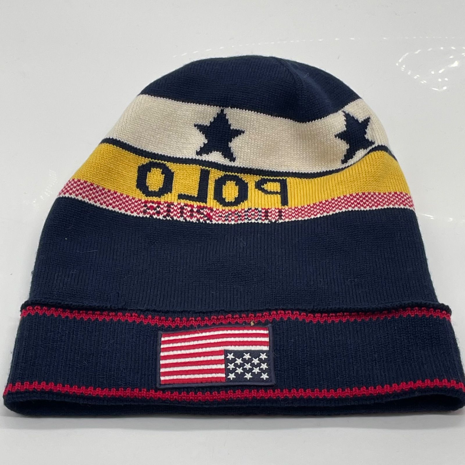 KO3475□ポロラルフローレン ポンポンつき ニット帽 ビーニー ニット