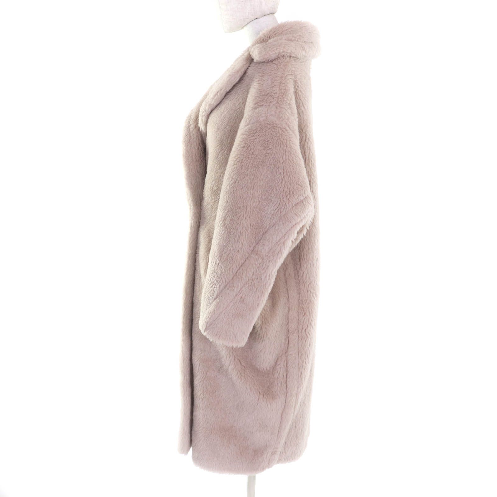 Max Mara マックスマーラ 製 テッドガール アルパカ混 白タグ ロゴボタン付 テディベア アイコン コート ベージュ S イタリア製 レディース