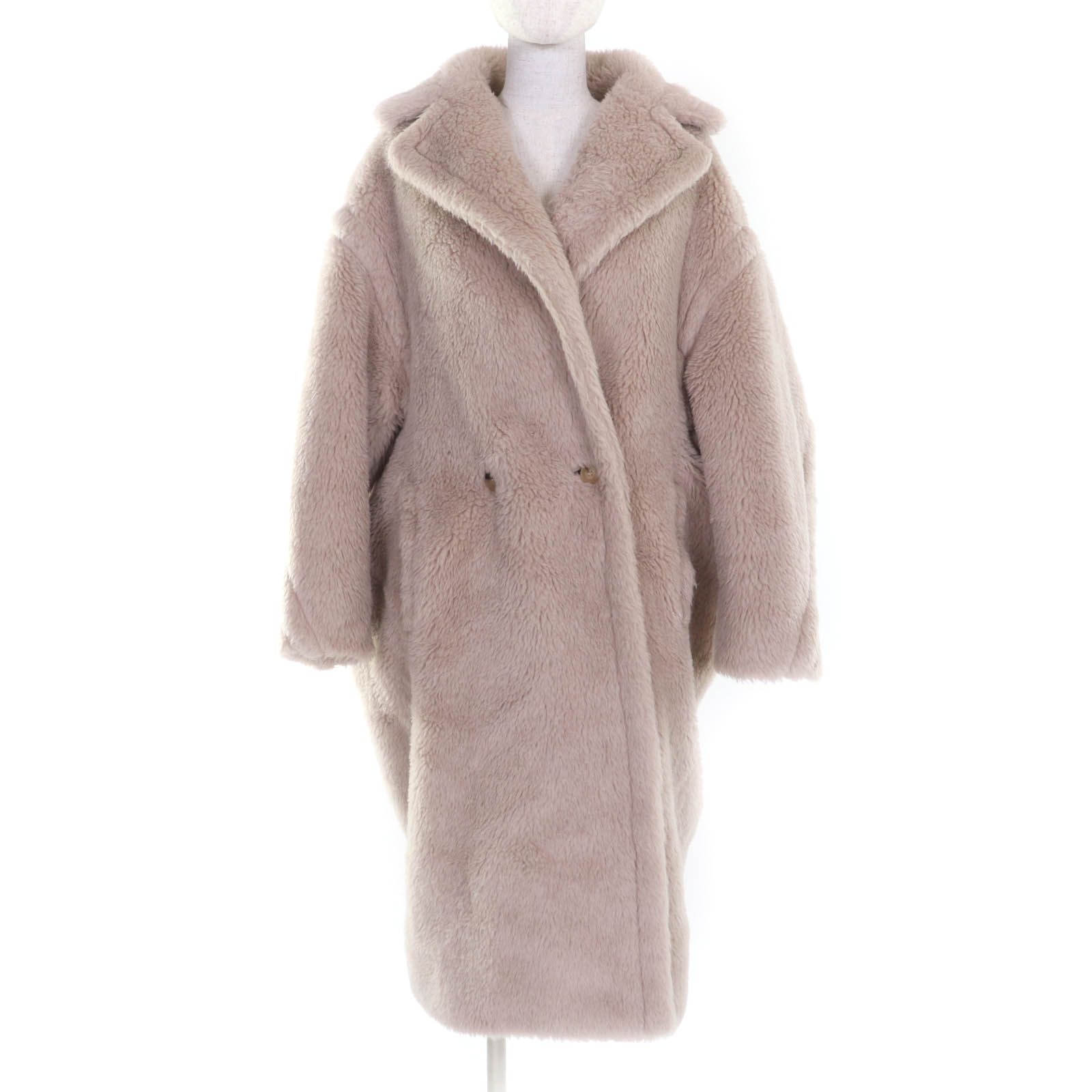 Max Mara マックスマーラ 製 テッドガール アルパカ混 白タグ ロゴボタン付 テディベア アイコン コート ベージュ S イタリア製 レディース