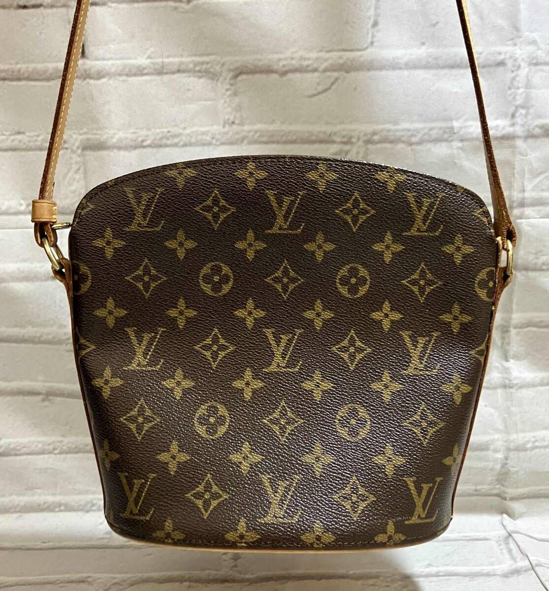 AI鑑定済 LOUIS VUITTON ルイヴィトン モノグラム ショルダーバッグ ドルーオ VI1003 ブラウン フランス製