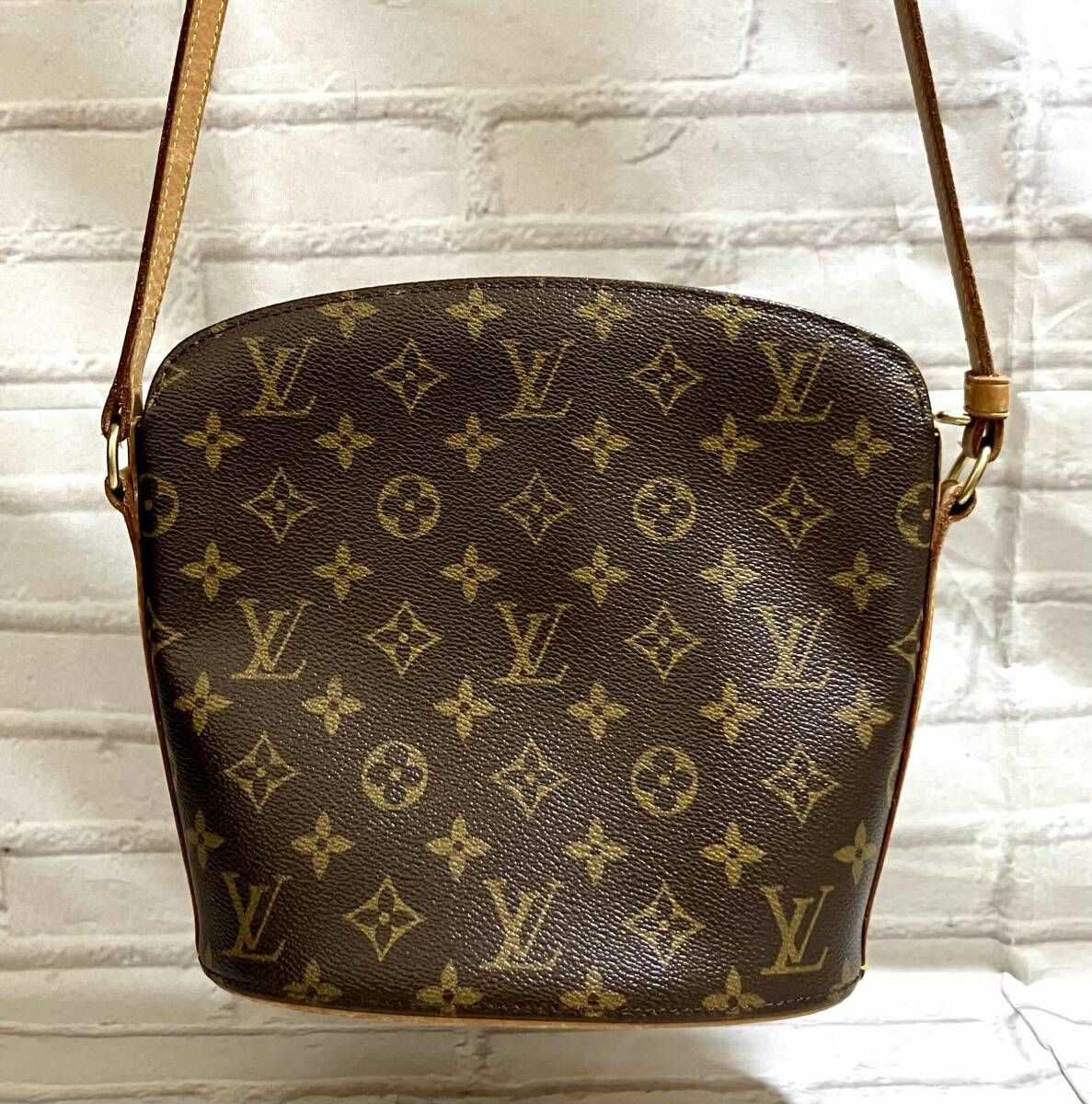AI鑑定済 LOUIS VUITTON ルイヴィトン モノグラム ショルダーバッグ ドルーオ VI1003 ブラウン フランス製