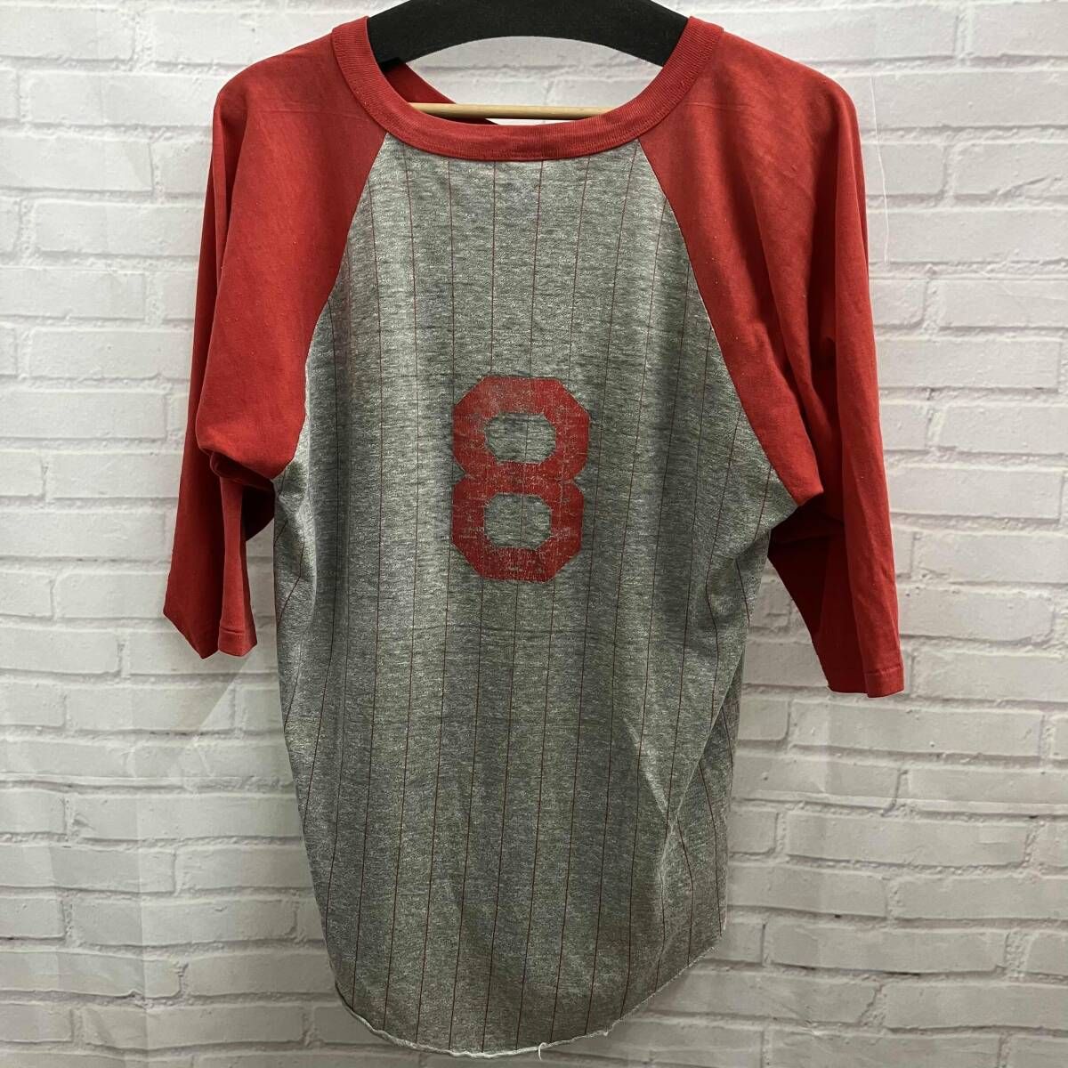 NIKE ナイキ 70s ゴツナイキ ベースボールT 両面 半袖Tシャツ 古着 サイズL レッド