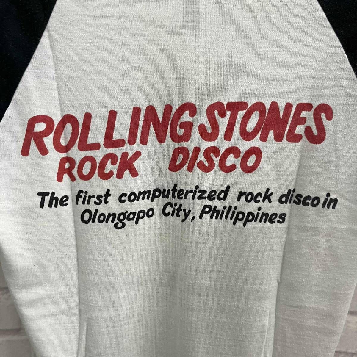 ROLLING STONES ローリング ストーンズ 半袖Tシャツ ROCK DISCO PHILIPPINES 年代不詳 古着 サイズL ホワイト