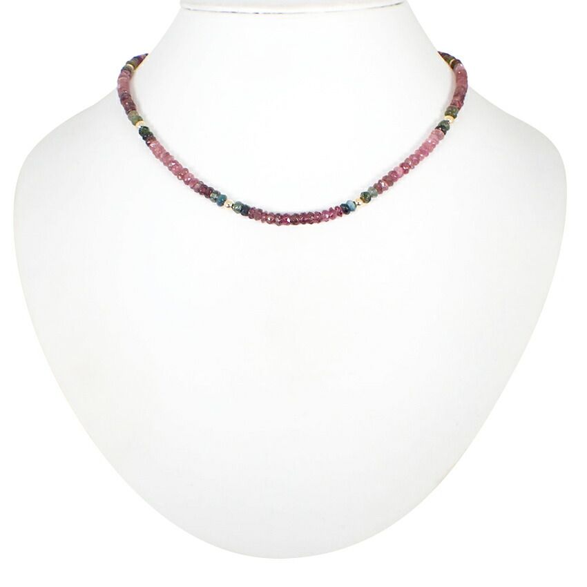 K18 天然トルマリン マルチカラー ネックレス//j55-53