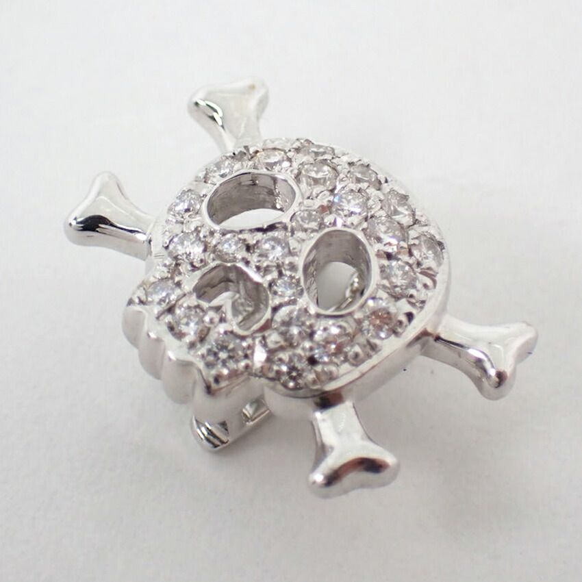 ミキモト ペルリータ K18WG ダイヤ スカル ペンダントトップ/j52-1