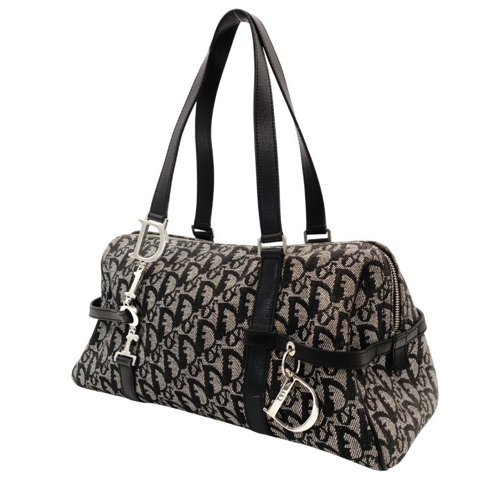 クリスチャン ディオール Christian Dior トロッター トートバッグ キャンバス ブラック×グレー レザー ショルダー 7-10-867 DECORATOM_COM_BR